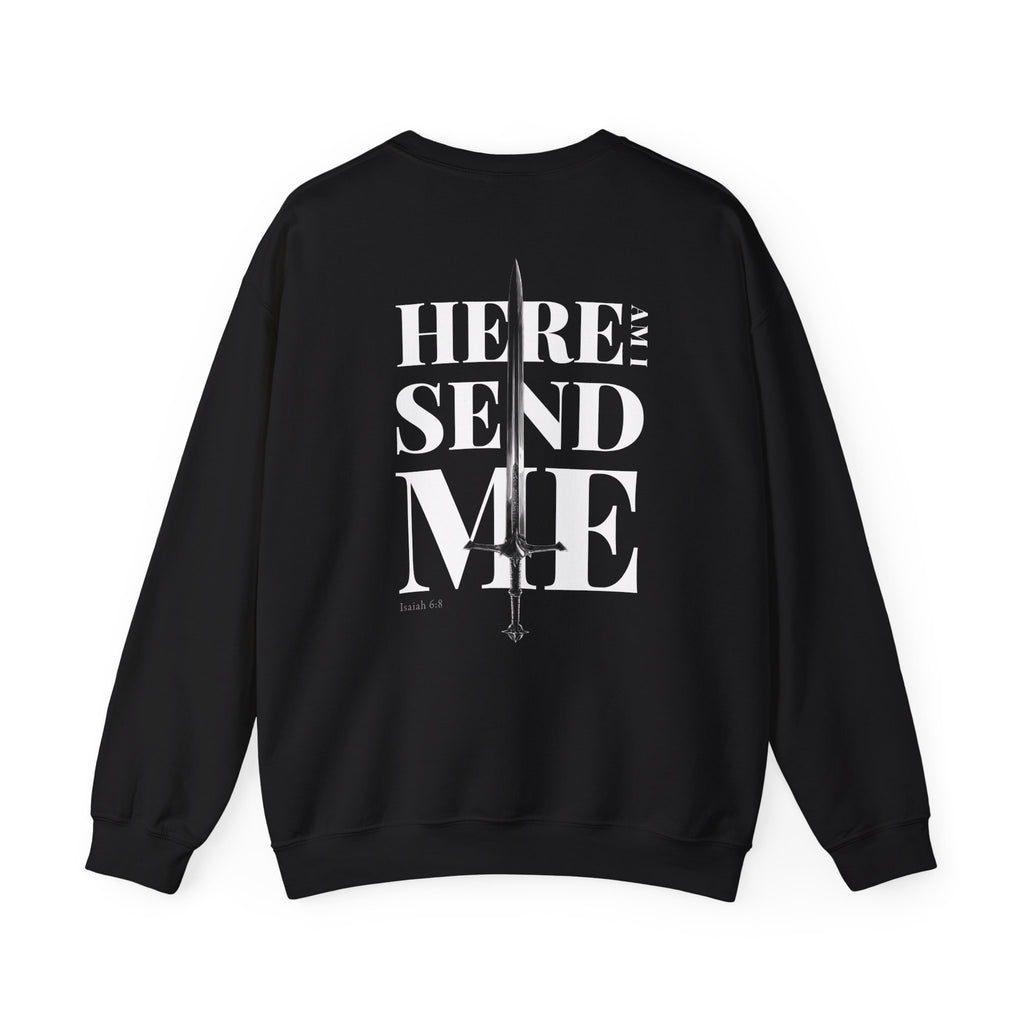 Crewneck Heavyweight Sweatshirt — "Here Am I Send Me" Heaven Forged Sword