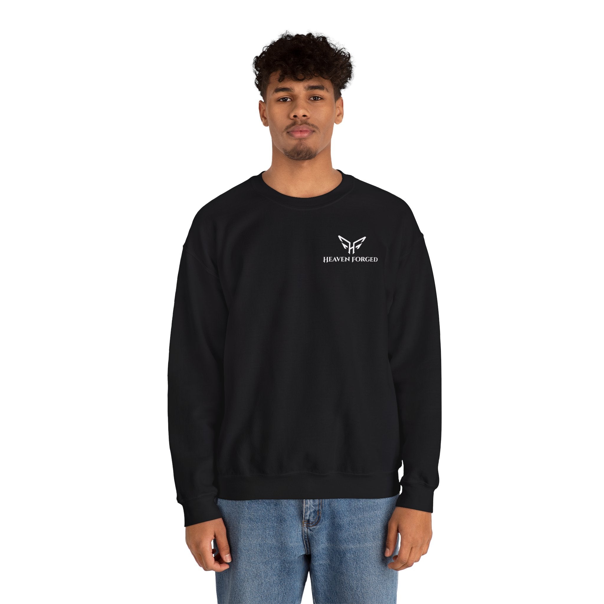Crewneck Heavyweight Sweatshirt — "Here Am I Send Me" Heaven Forged Sword
